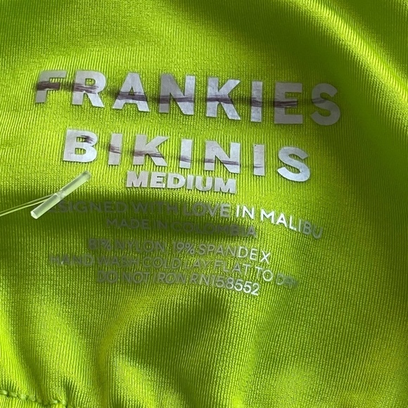 New! Frankie's Bikinis Tatum Satin Triangle Bikini Top, green 14812 - Picture 8 of 9